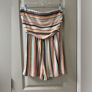 Striped Multicolor Strapless Romper